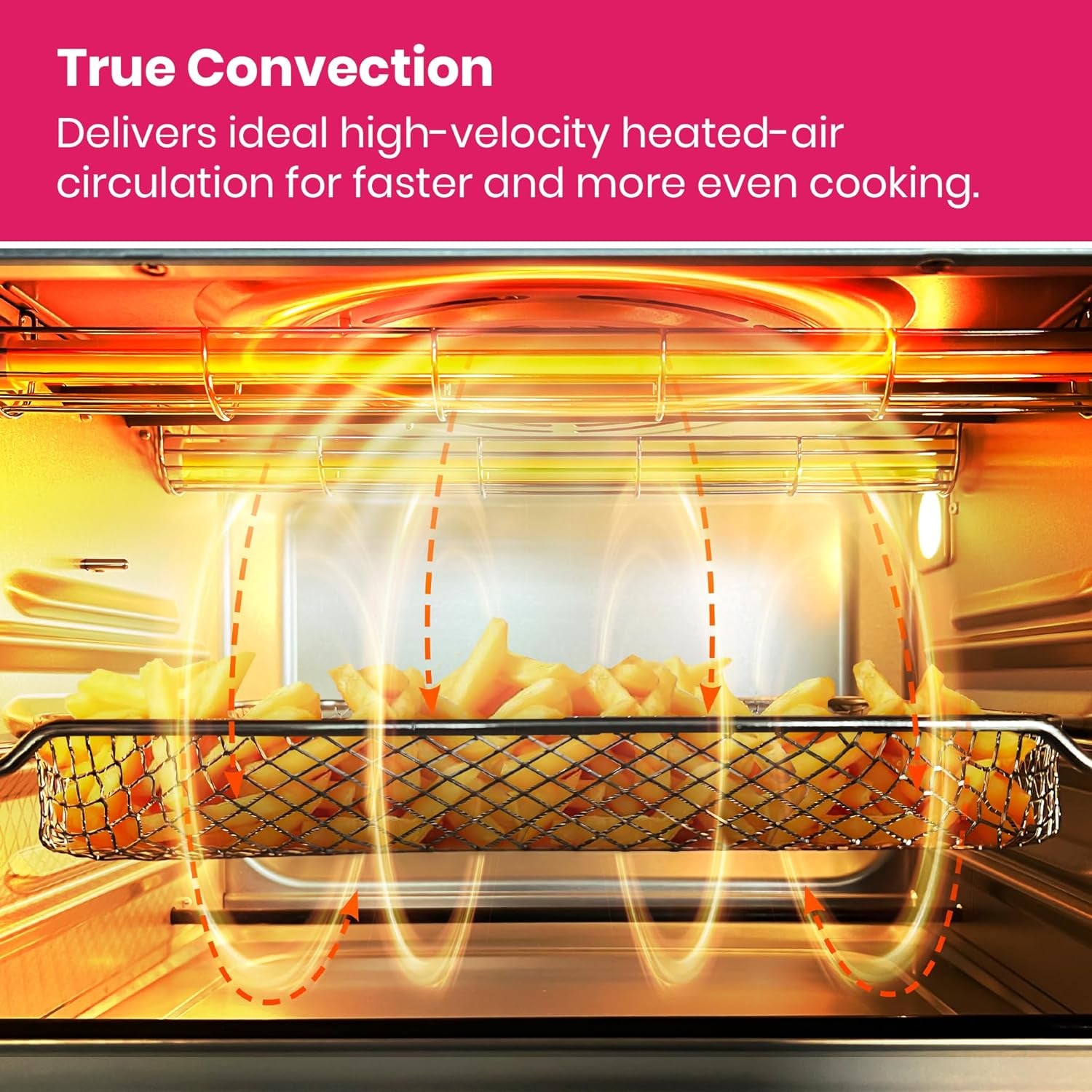 Limited Edition Happy Pink Infrared Heating Air Fryer Toaster Oven, Extra Large Countertop Convection Oven 10-In-1 Combo, 6-Slice Toast, Enamel Baking Pan Easy Clean with Recipe Book