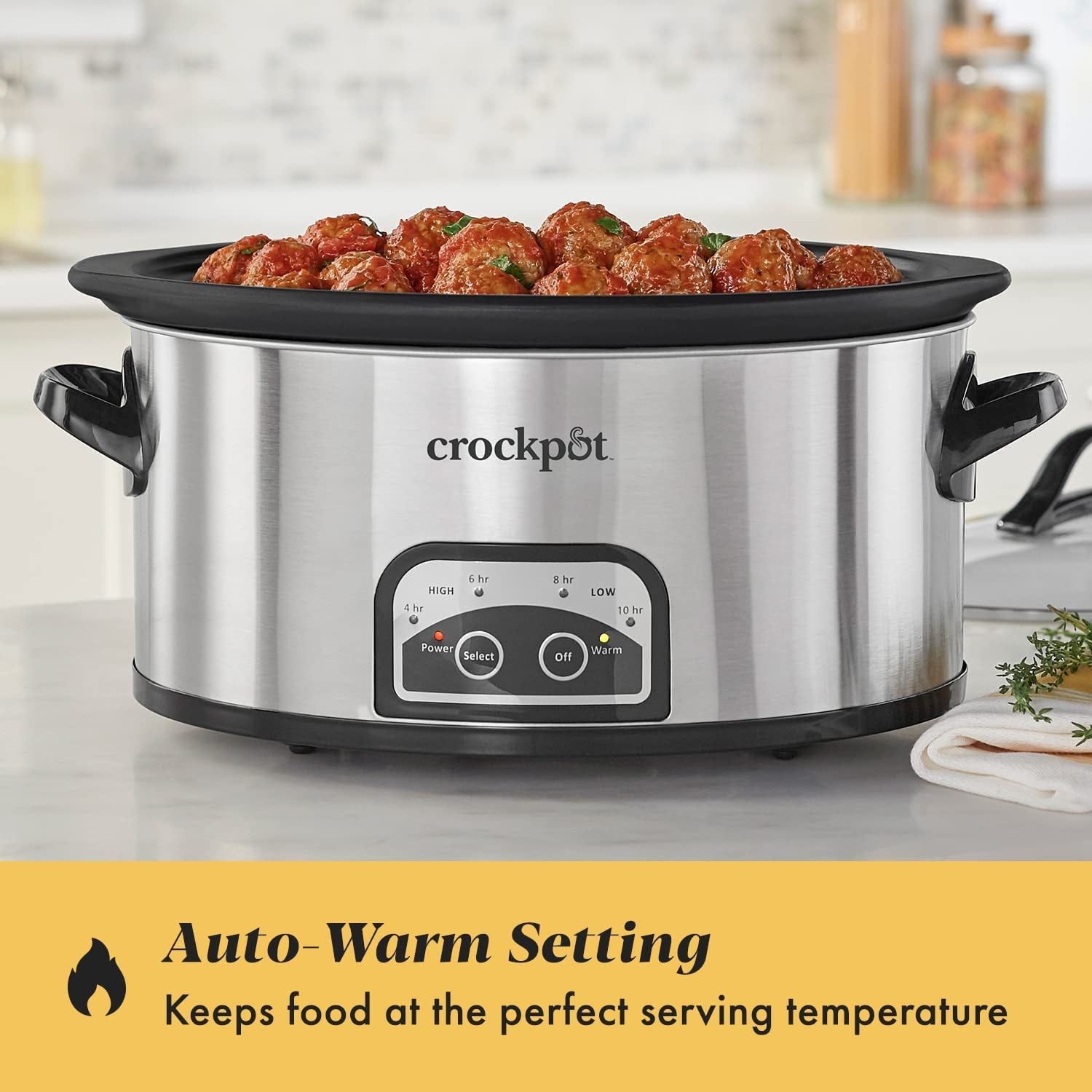 Crock-Pot 6 Quart Programmable Slow Cooker with Timer and Auto Food Warmer Setting, Stainless Steel