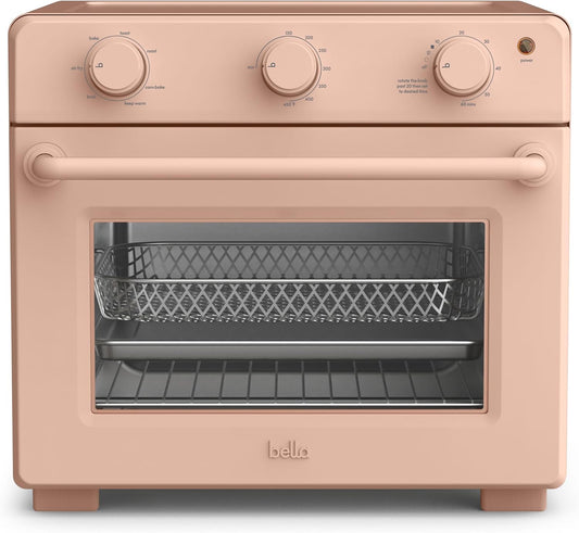 Bella Air Fry Toaster Oven, 7 Preset Cooking Options, Dishwasher-Safe Evergood Coated Trays Included, 60-Minute Auto Shutoff W Audible Timer, Power Indicator Light, 1700 Watt, Blossom