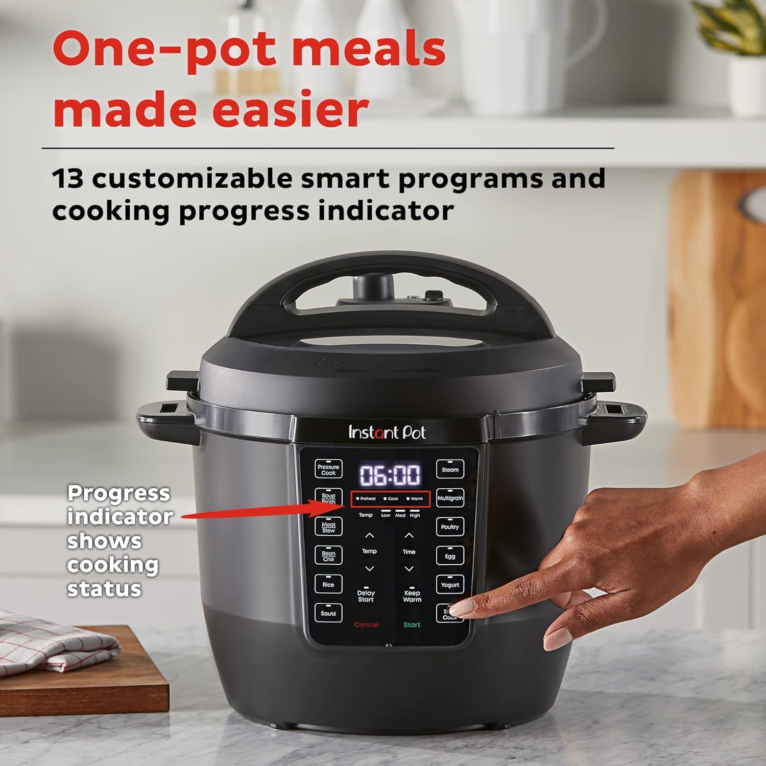 Instant Pot RIO, 7-In-1 Electric Multi-Cooker, Pressure Cooker, Slow Cooker, Rice Cooker, Steamer, Sauté, Yogurt Maker, & Warmer, Includes App with over 800 Recipes, 6 Quart