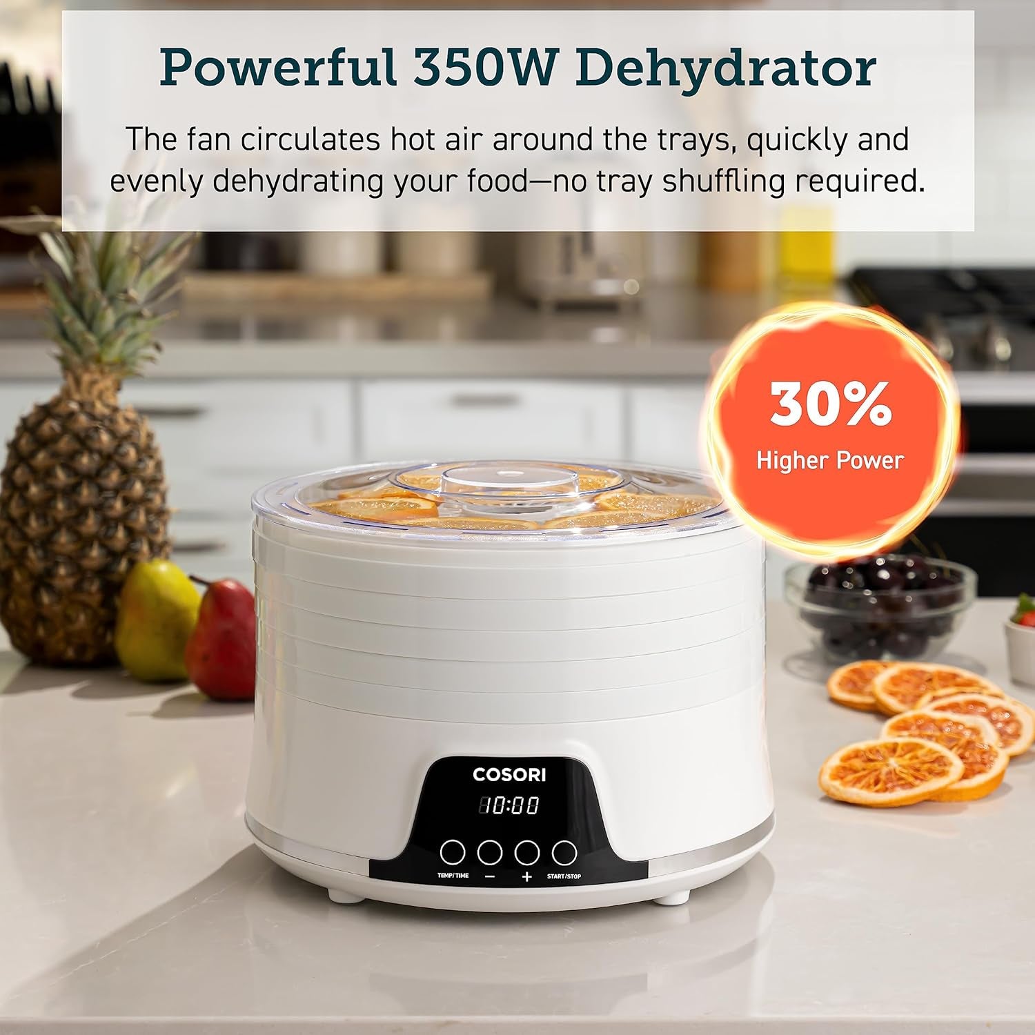 COSORI Food Dehydrator Machine for Jerky, 5 Bpa-Free 12.2" Trays with 165°F Temperature Control and 48H Timer, 350W Dryer for Fruit, Herbs, Meat, Veggies and Dog Treats, 50-Recipes Book Included