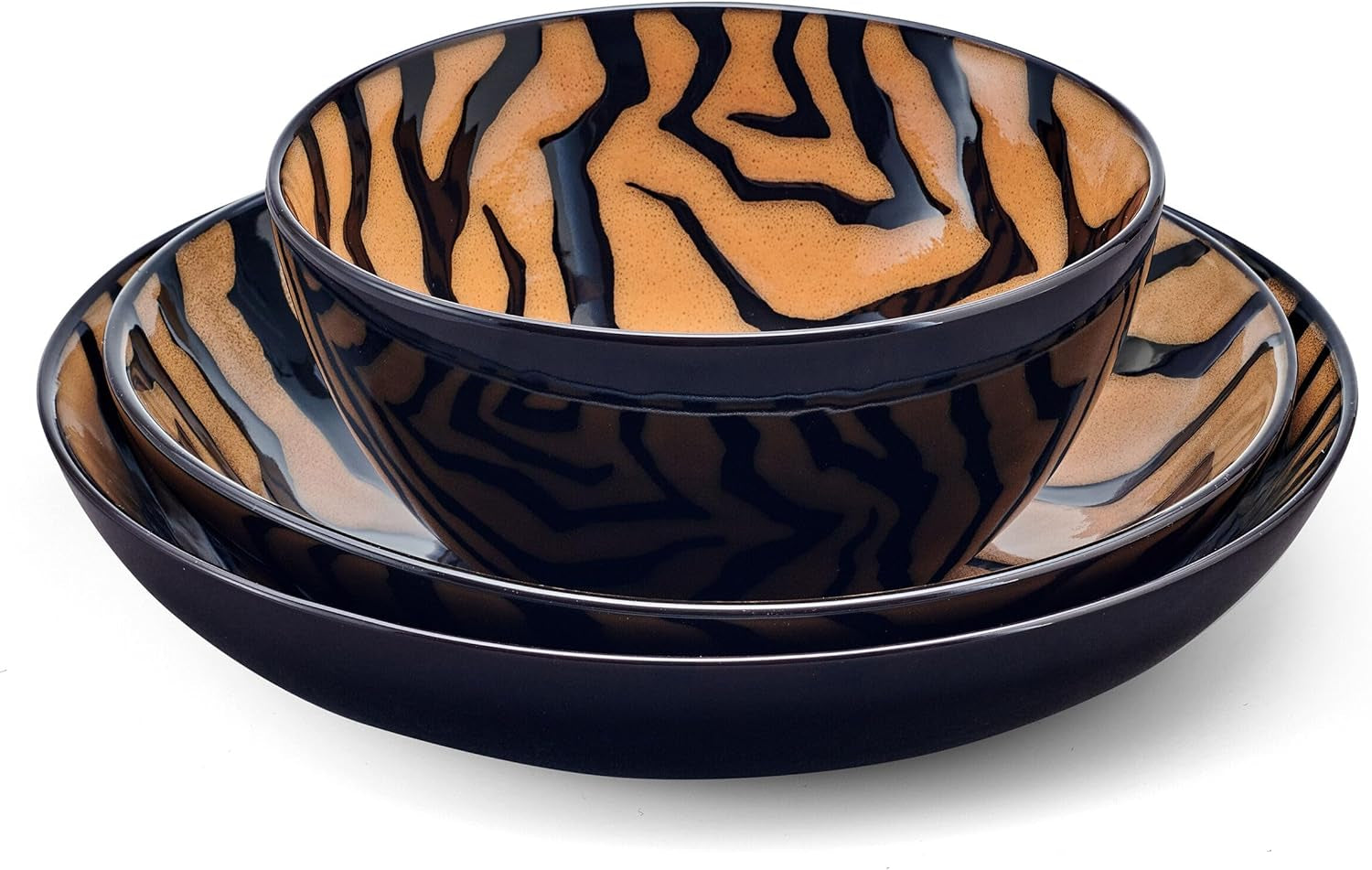 Mikasa Amari Animal Print Safari 12 Piece Dinnerware Bowl Set, Service for 4