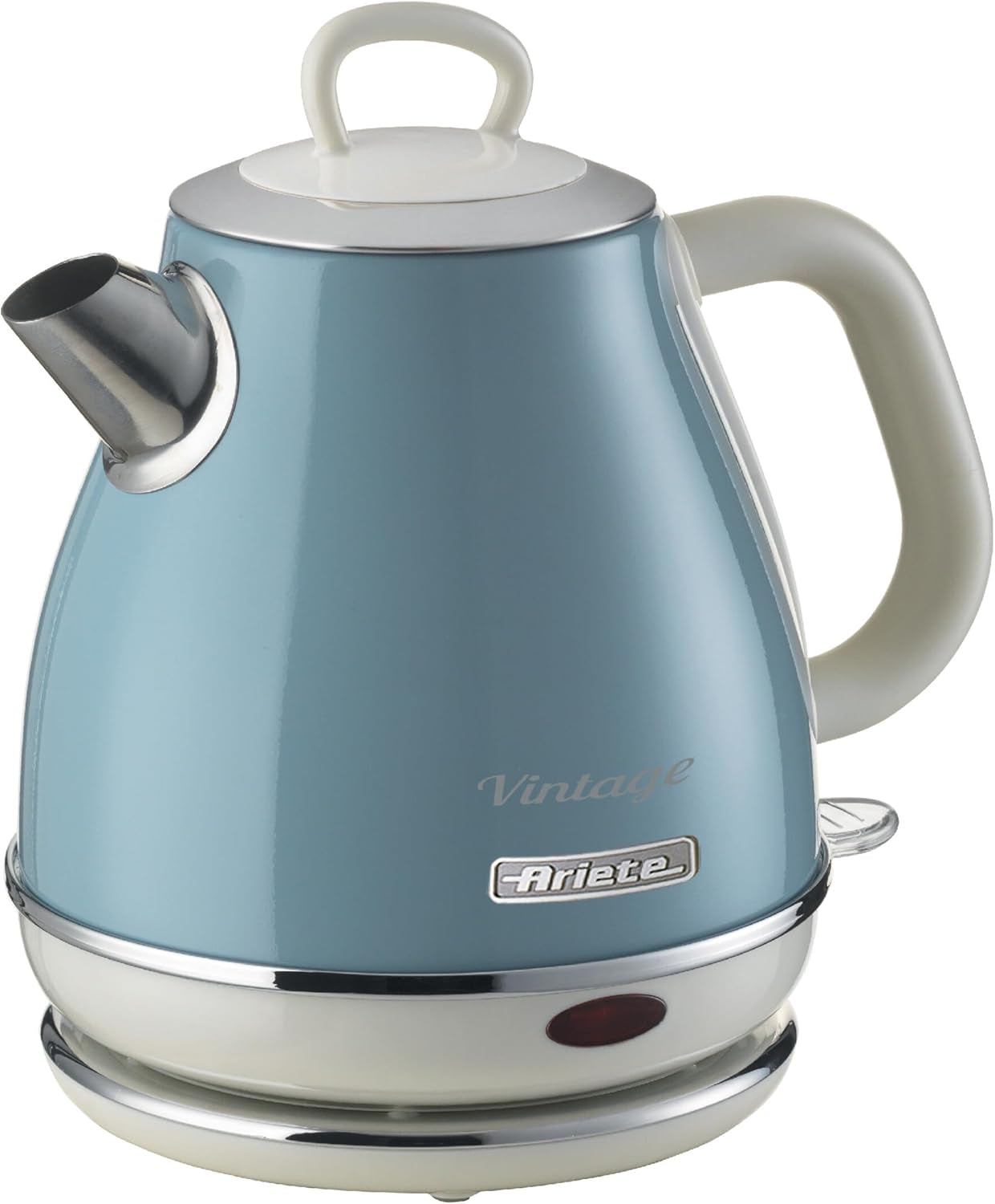 Ariete 2869 Bollitore Elettrico 1 Litri Di Design Infusi, Tè E Tisane Autospegnimento 2000 Watt Acciaio Inox Linea Vintage Classic, Celeste