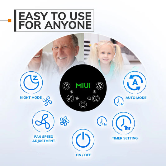 MIUI Air Purifier with Humidifier Combo for Home Allergies 2-in-1