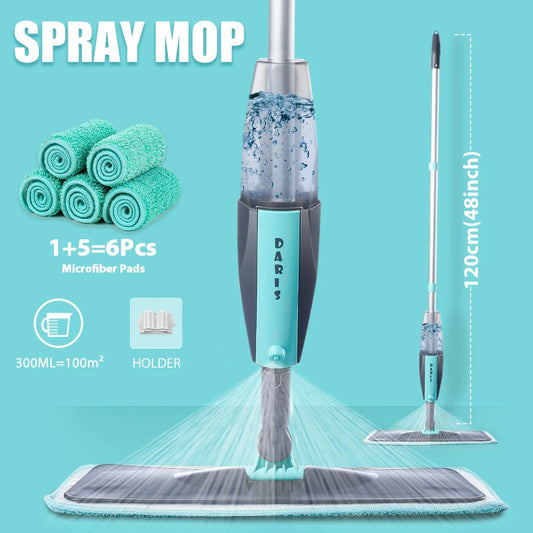 Magic Spray Floor Cleaning Sweeper Brooms With Microfiber Pads