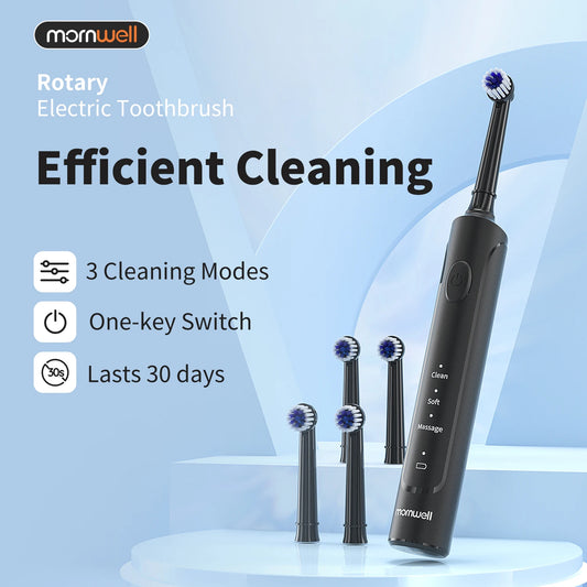 Mornwell Electric Toothbrush Rotation Clean Teeth Sonic Electric Tooth Brush With 4 Extra Replacement Heads