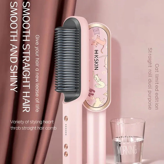 K-SKIN Hair Straightener 2 in 1 Brush Multifunctional Professional