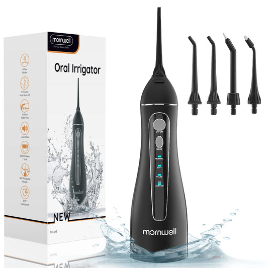 Mornwell F18 Dental Water Jet Portable Oral Irrigator Water Flosser USB Rechargeable With 4 Nozzles 200ml Water Tank Waterproof