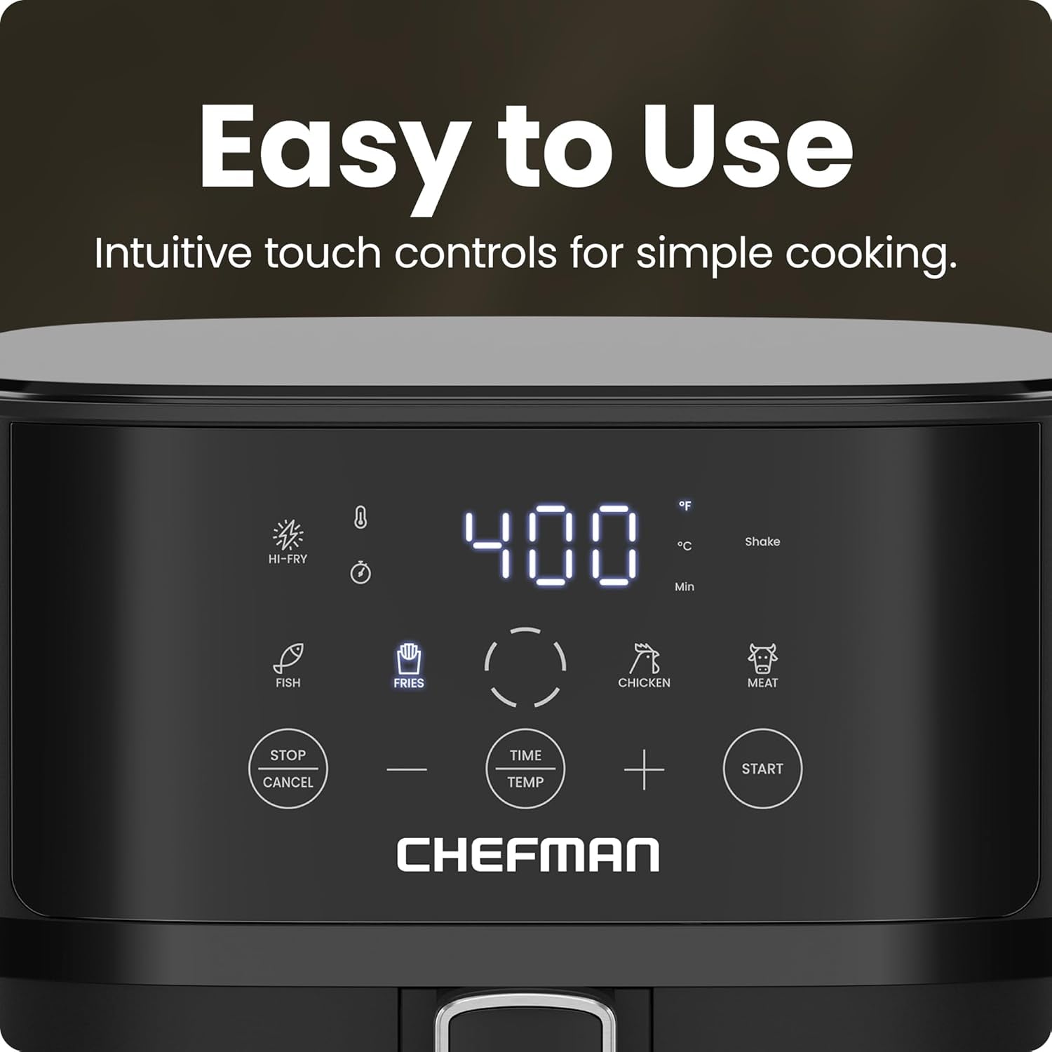 Chefman Air Fryer – 6 QT Compact Airfryer for Quick & Easy Meals in Minutes, Features Hi-Fry Technology for Extra Crisp, Touchscreen Controls with 4 Presets, Nonstick & Dishwasher Safe Basket - Black