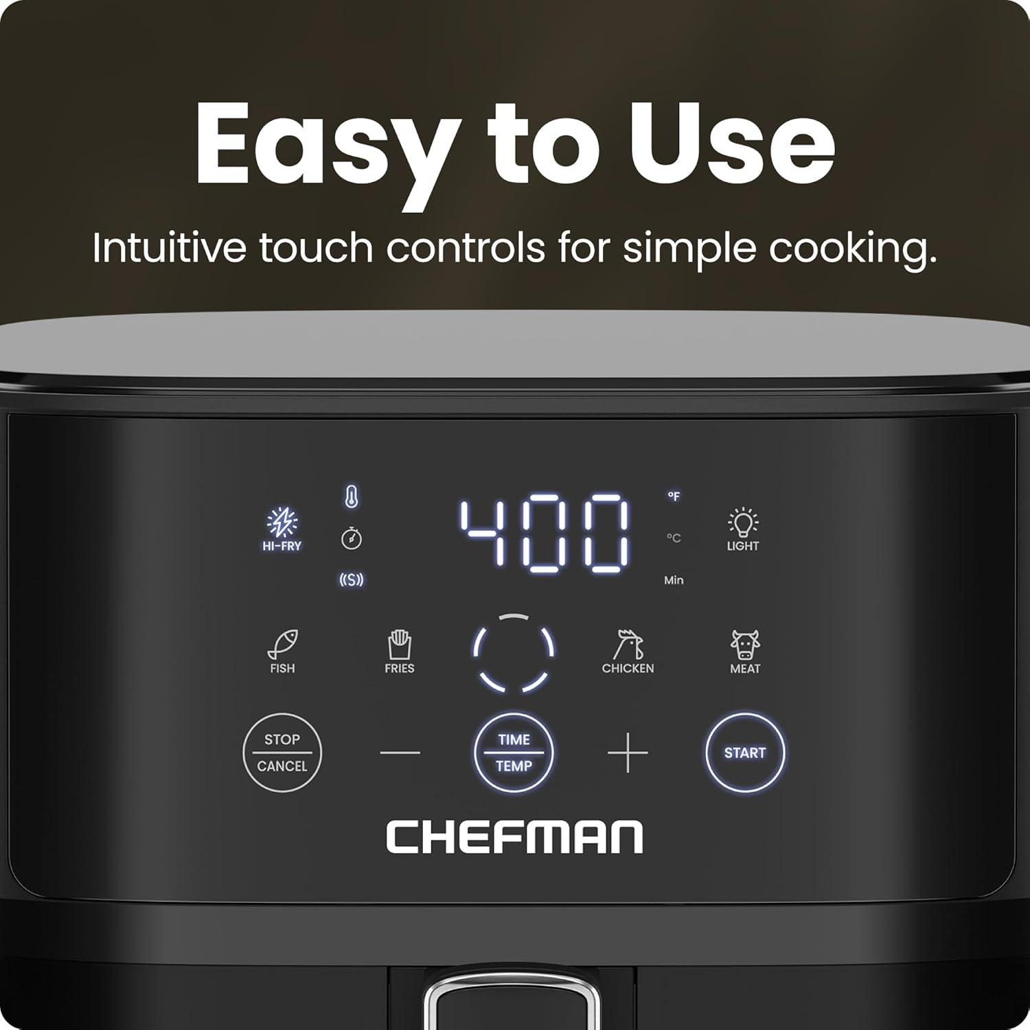 Chefman Air Fryer – 6 QT Compact Airfryer for Quick & Easy Meals, Features Hi-Fry Technology for Extra Crisp, Easy-View Window, Touch Controls with 4 Presets, Nonstick & Dishwasher Safe Basket - Black