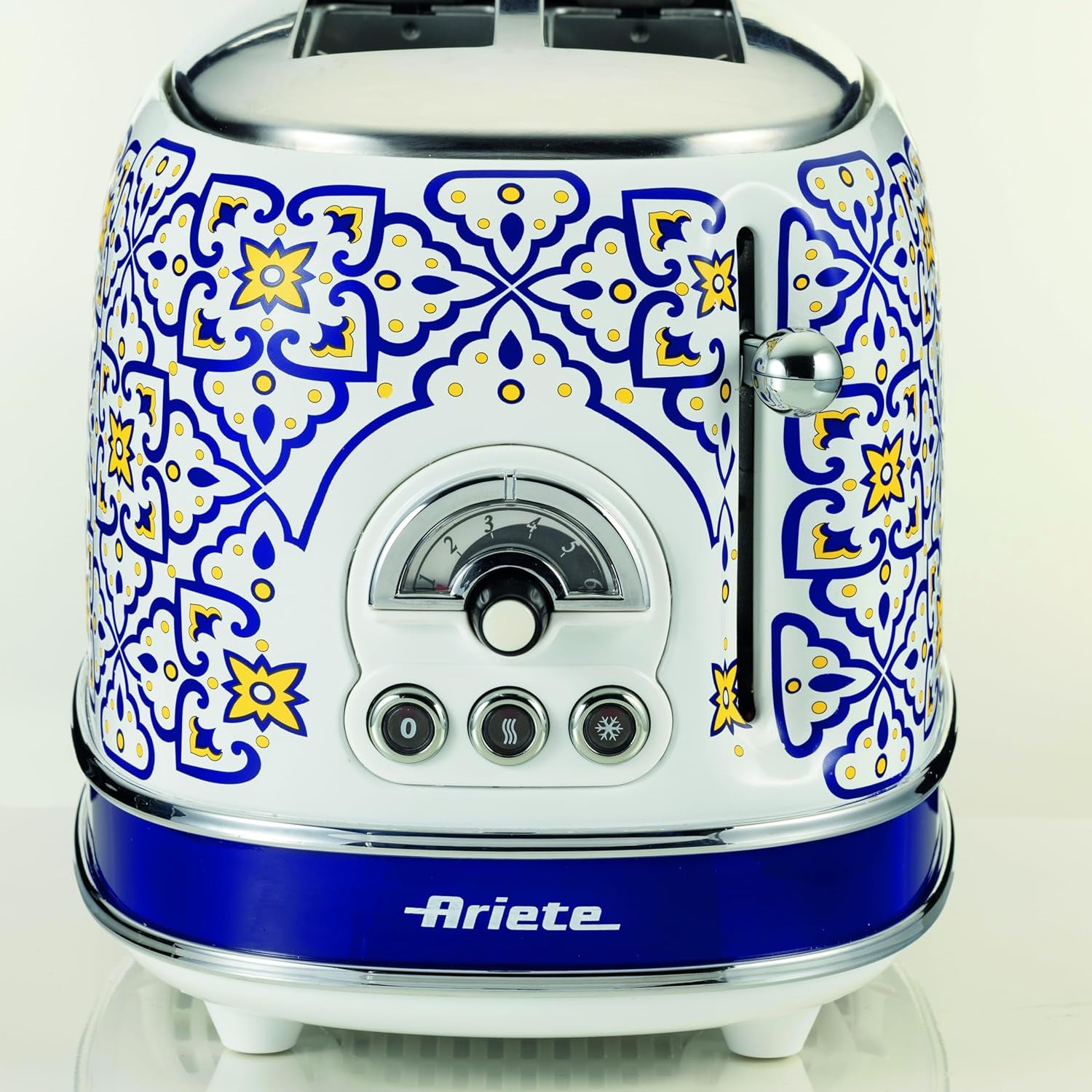 Ariete 155 Tostapane Capri, 810W, 2 Fette, 6 Livelli Di Doratura, Vassoio Raccogli Briciole, Funzione Defrost, Espulsione Automatica, Con Pinze, Bianco E Blu