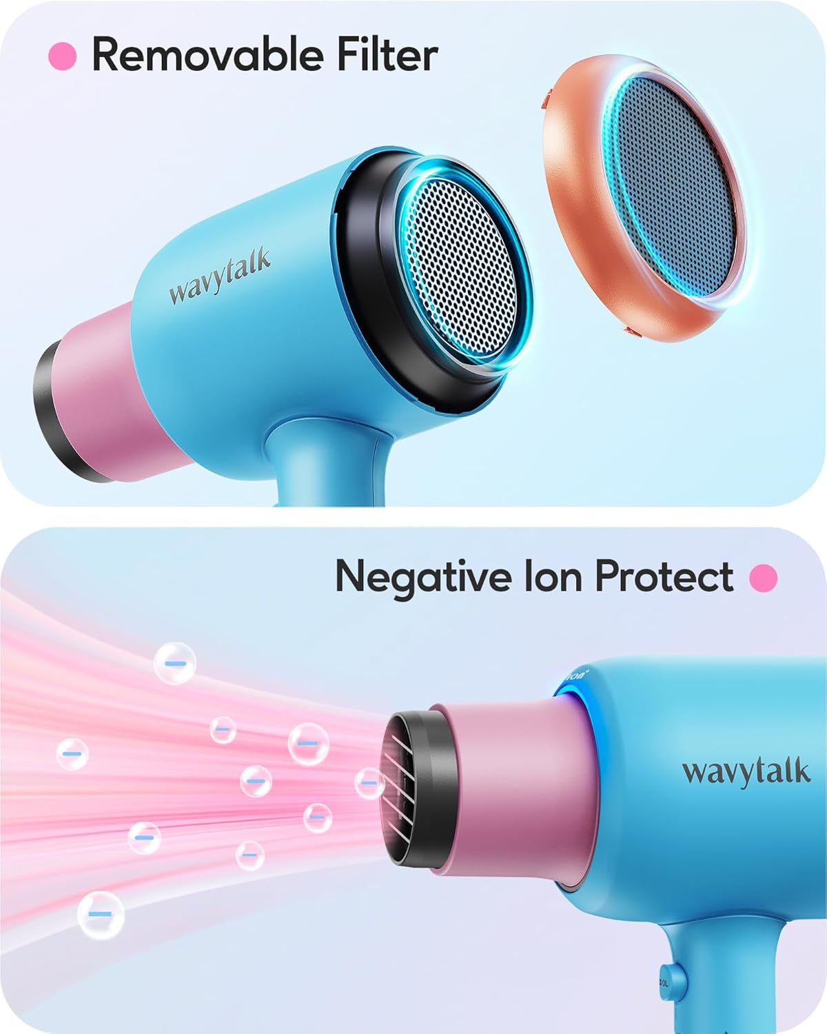 Wavytalk Professional Hair Dryer with Ceramic Technology & Constant Temperature Poppa Color