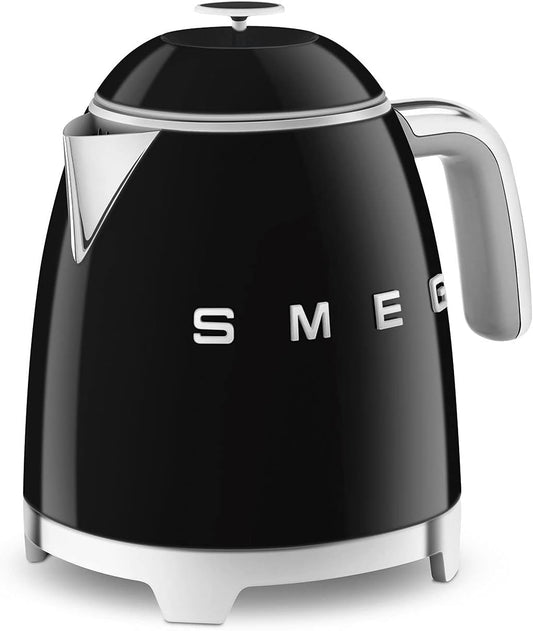 SMEG Mini 50'S Retro Style 3 Cup Electric Kettle with Double Wall anti Slip Base and Water Level Indicator (Black)