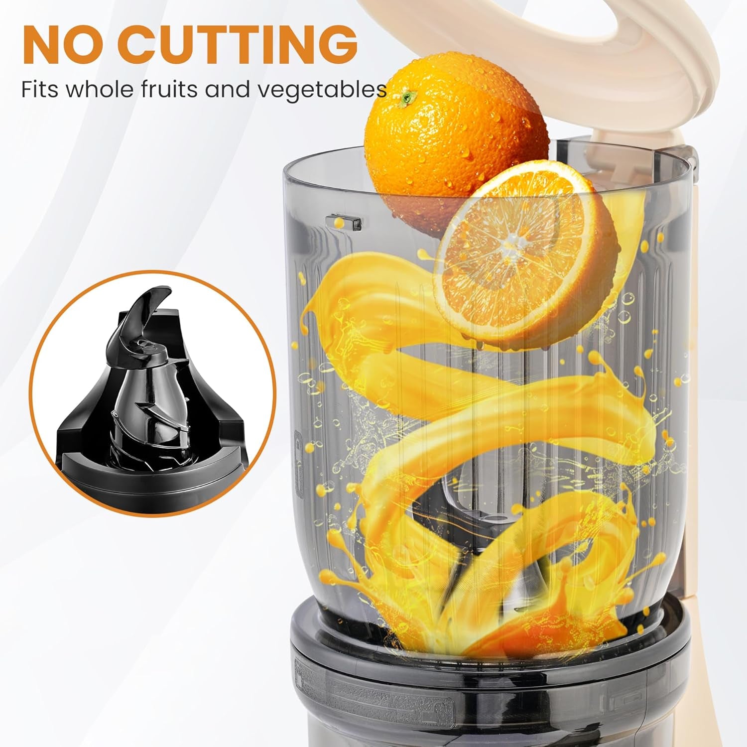 Pukomc Juicer Machines, Cold Press Juicer with 4.1'' Large Feed，Slow Masticating Machines Chute Fit Whole Vegetable and Fruit，High Juice Yield Juicer Easy to Clean