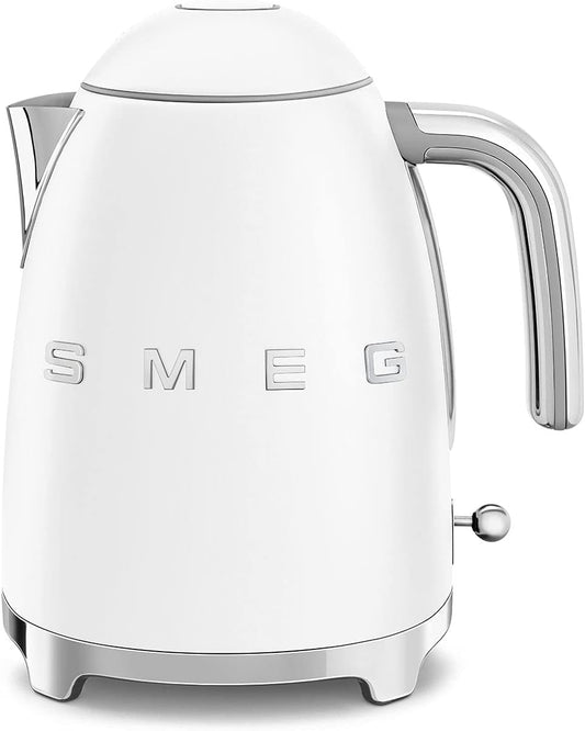 SMEG 50'S Retro Style Electric Water Kettle with Automatic Shutoff, Removable Base, and Water Indicator, KLF03WHUS, White