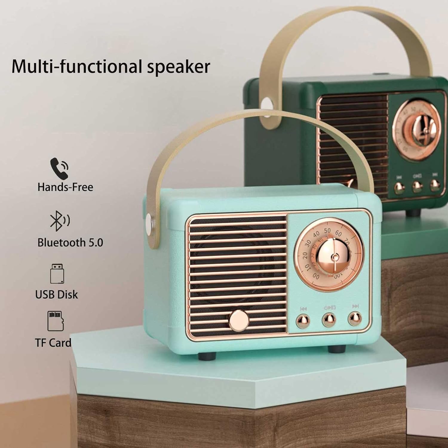 Dosmix Wireless Retro Speakers with Powerful Sound Alexa Support Yellow