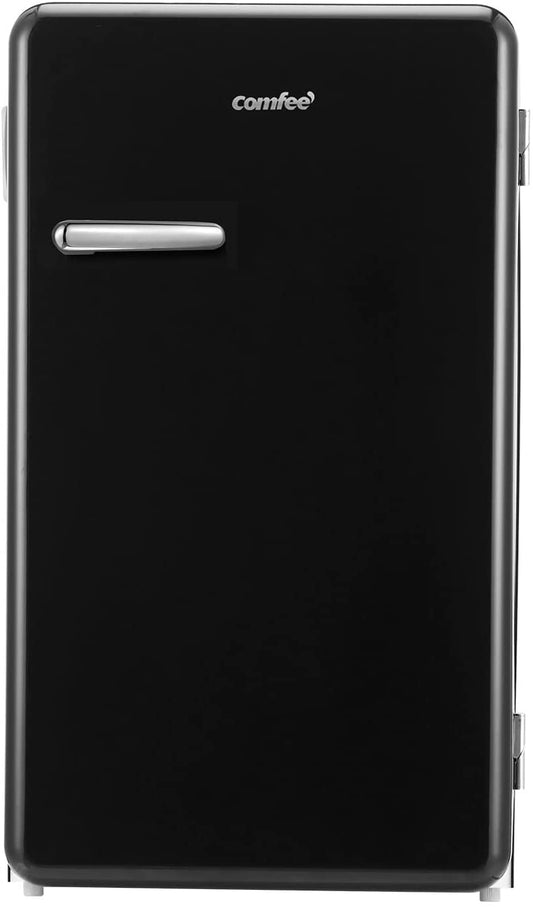 COMFEE 3.3 Cubic Feet Solo Series Retro Refrigerator Sleek Appearance HIPS Interior, Energy Saving, Adjustable Legs, Temperature Thermostat Dial, Removable Shelf, Perfect for Home/Dorm/Garage [Black]