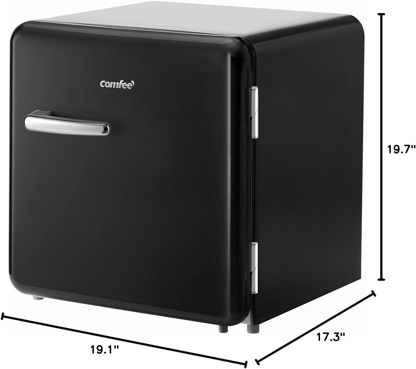 COMFEE 1.6 Cubic Feet Solo Series Retro Refrigerator Sleek Appearance HIPS Interior, Energy Saving, Adjustable Legs, Temperature Thermostat Dial, Removable Shelf, Perfect for Home/Dorm/Garage [Black]