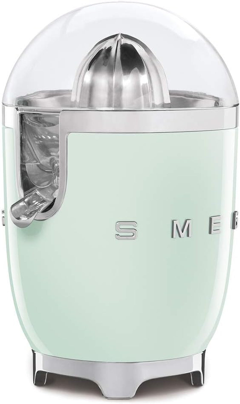 SMEG 50'S Retro Style Citrus Juicer with Drip Free Spout, Automatic Activation, and Efficient Straining, Pastel Green CJF11PGUS