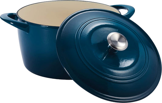 Tramontina Covered Tall round Dutch Oven Enameled Cast Iron 7 Qt (Peacock Blue) - 80131/350DS