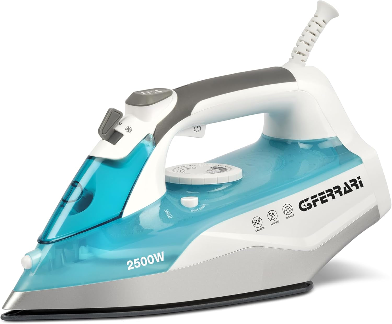 G3 Ferrari Steam Iron Ceramic Plate Self-Clean Function 2500W White/Blue