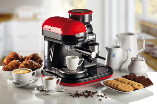 Ariete Moderna Line Espresso Coffee Machine with Grinder 15 bar pressure Red