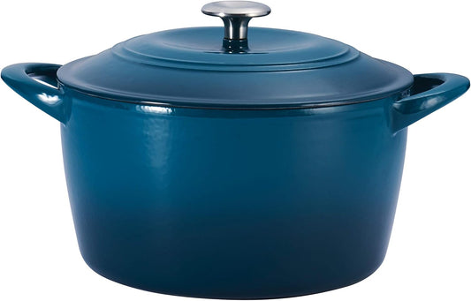 Tramontina Covered Tall round Dutch Oven Enameled Cast Iron 7 Qt (Peacock Blue) - 80131/350DS