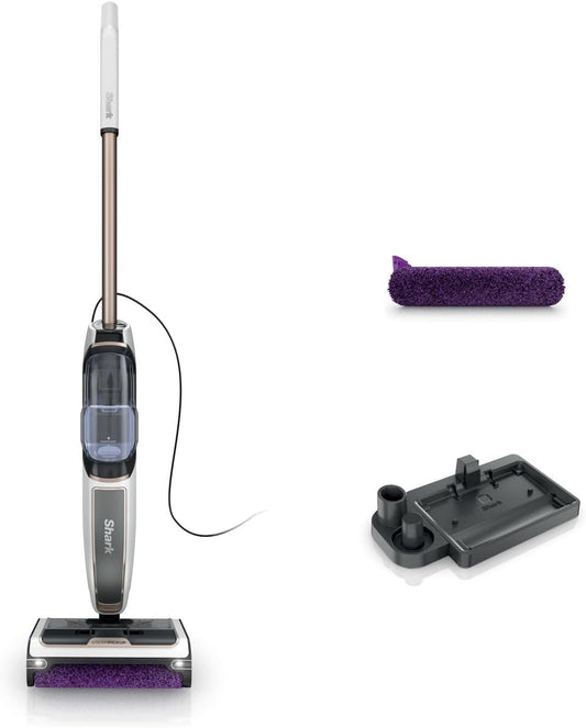 Shark 3-In-1 Steam Mop for Hard Floors | Chemical-Free Cleaning | Cleans & Separates Wet & Dry Debris Extra Brush-Roll White