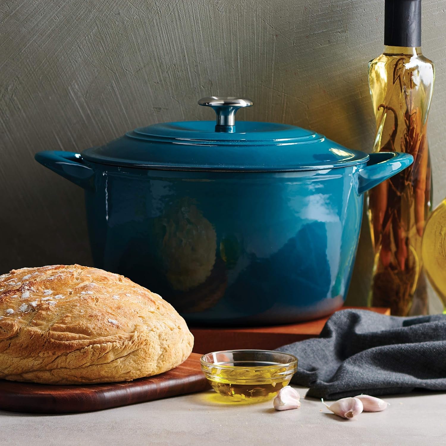 Tramontina Covered Tall round Dutch Oven Enameled Cast Iron 7 Qt (Peacock Blue) - 80131/350DS