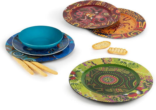 Excelsa Aboriginal Set of 6 Plate Diameter 33 cm Reusable