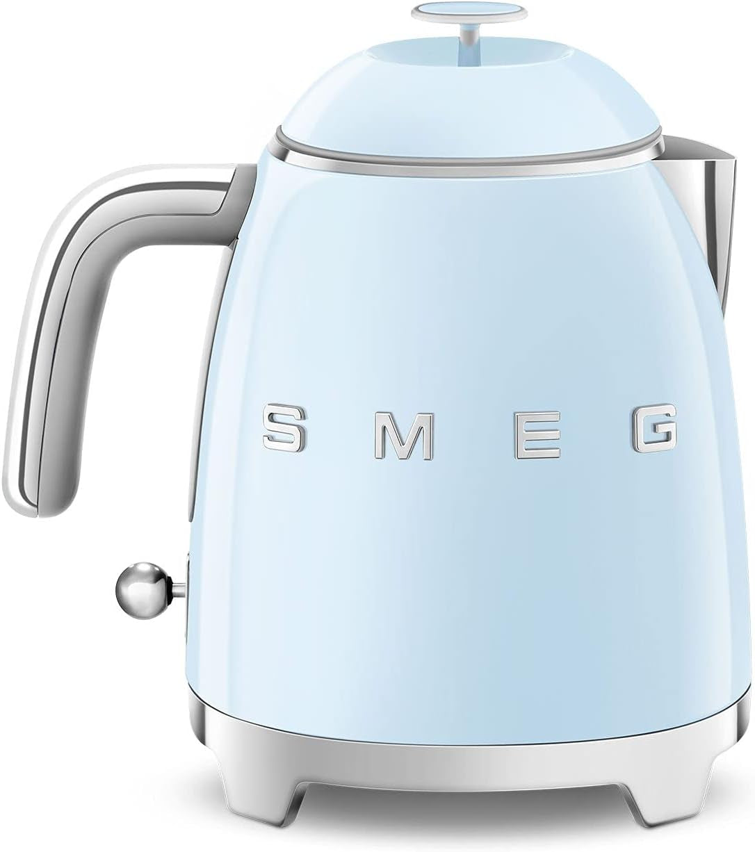 SMEG Mini 50'S Retro Style 3 Cup Electric Kettle with Double Wall anti Slip Base and Water Level Indicator (Pastel Blue)