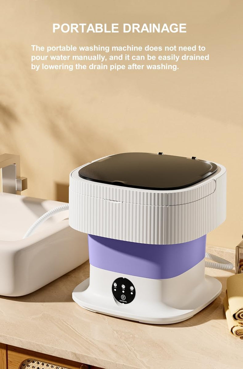 Portable Washing Machine, Mini Washer 15L High Capacity with 3 Modes Deep Cleaning for Underwear, Baby Clothes, or Small Items, Foldable Washing Machine for Apartments, Camping, Travel (Purple)