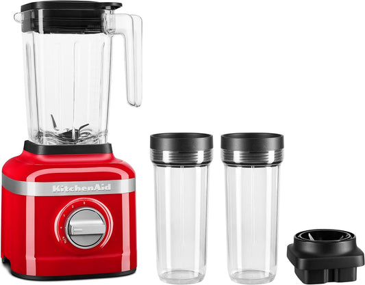 Kitchenaid K150 3 Speed Ice Crushing Blender with 2 Personal Blender Jars - Ksb1332Y,Passion Red, 48 Oz