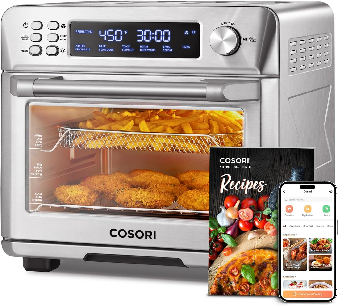 COSORI Smart Electric Oven & Air Fryer Combo 12-In-1 - 94 Recipes 2Litter Black Stainless Steel