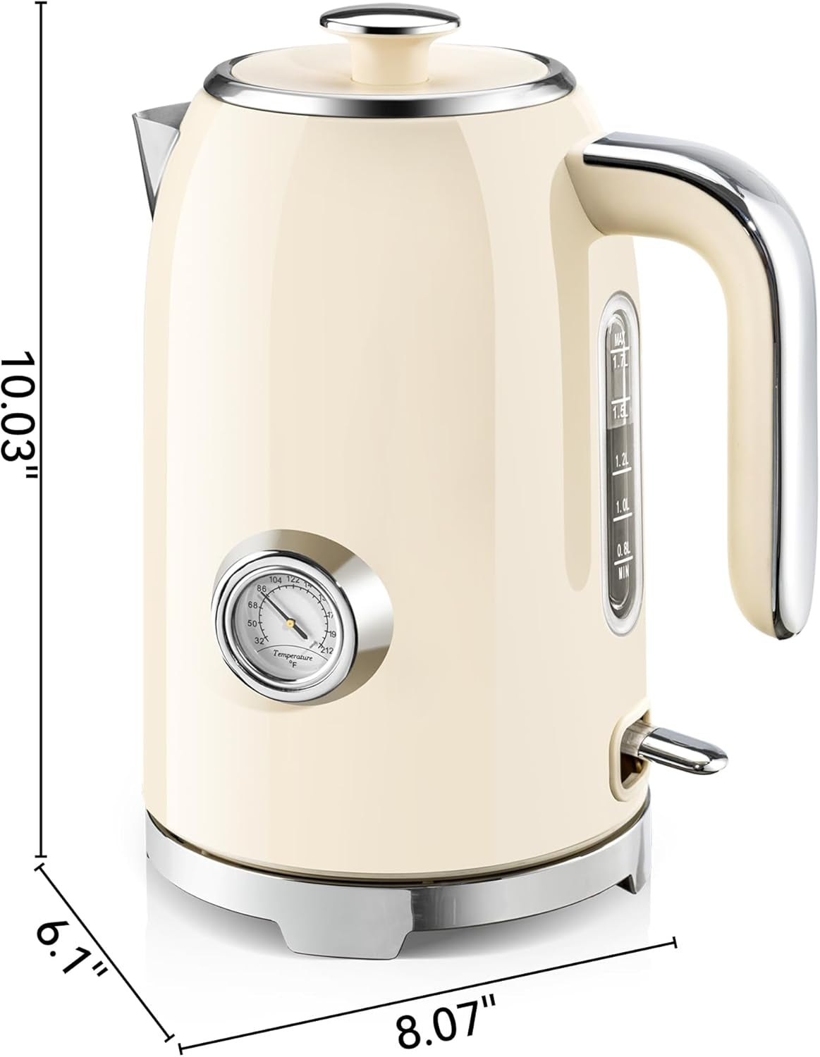 SUSTEAS Electric Kettle Stainless Steel 1.7L With Temperature Control & LED Indicator Beige