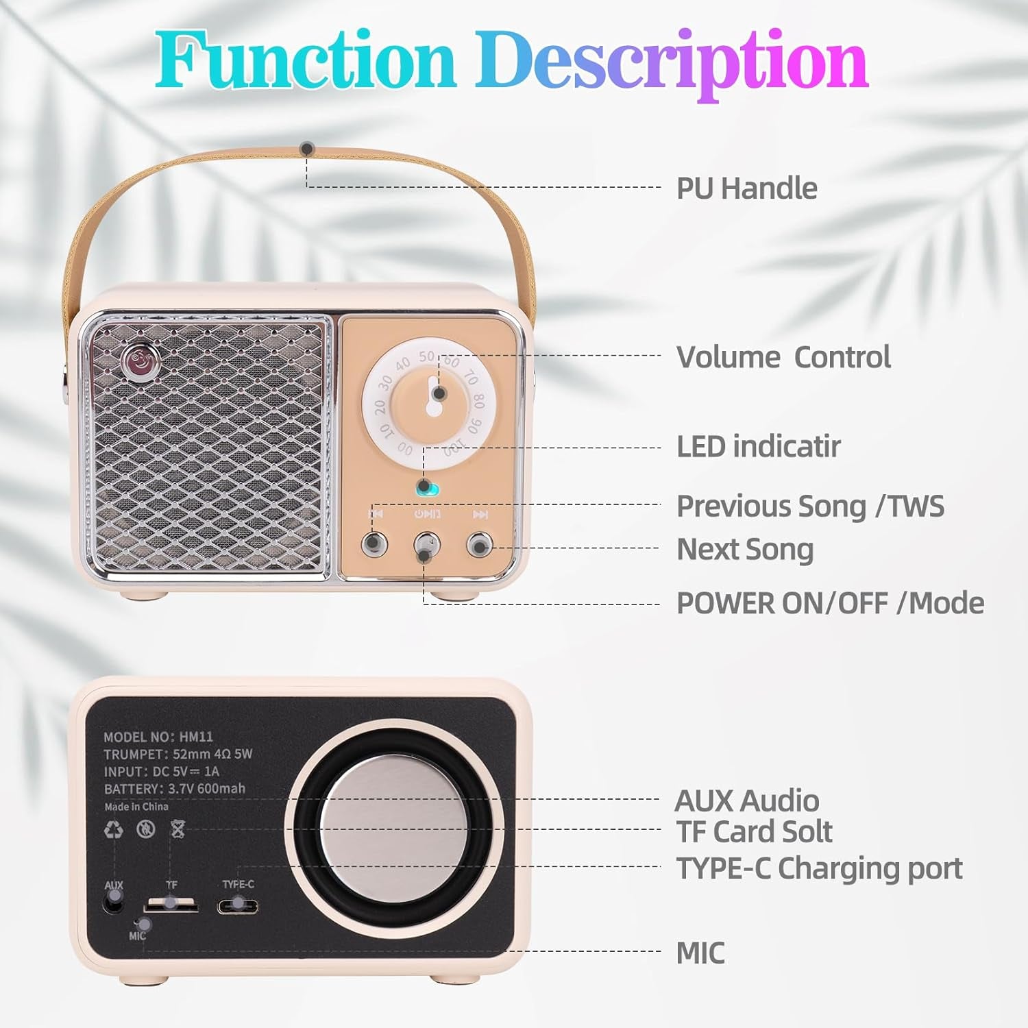 Dosmix Wireless Retro Speakers with Powerful Sound Alexa Support Beige