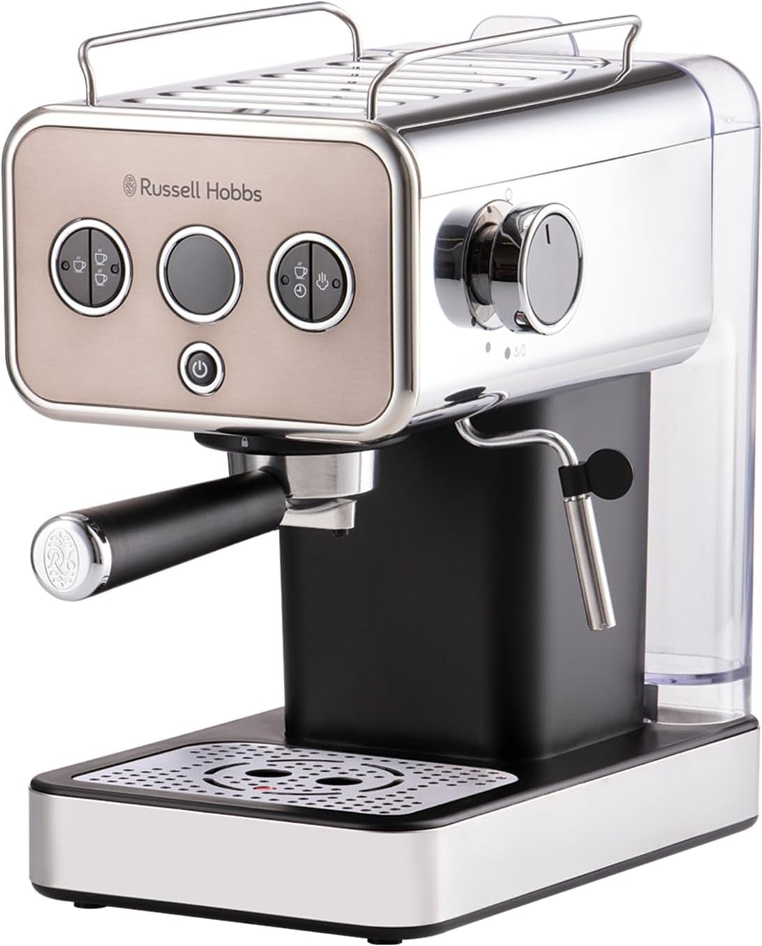 Distinctions Espresso Coffee Machine, 15 Bar Pump Pressure + Milk Frother Steam Wand, Latte & Cappuccino, Detachable Water Tank, ESE Pods, Cup Warmer, Titanium, S/Steel, 1350W, 26452