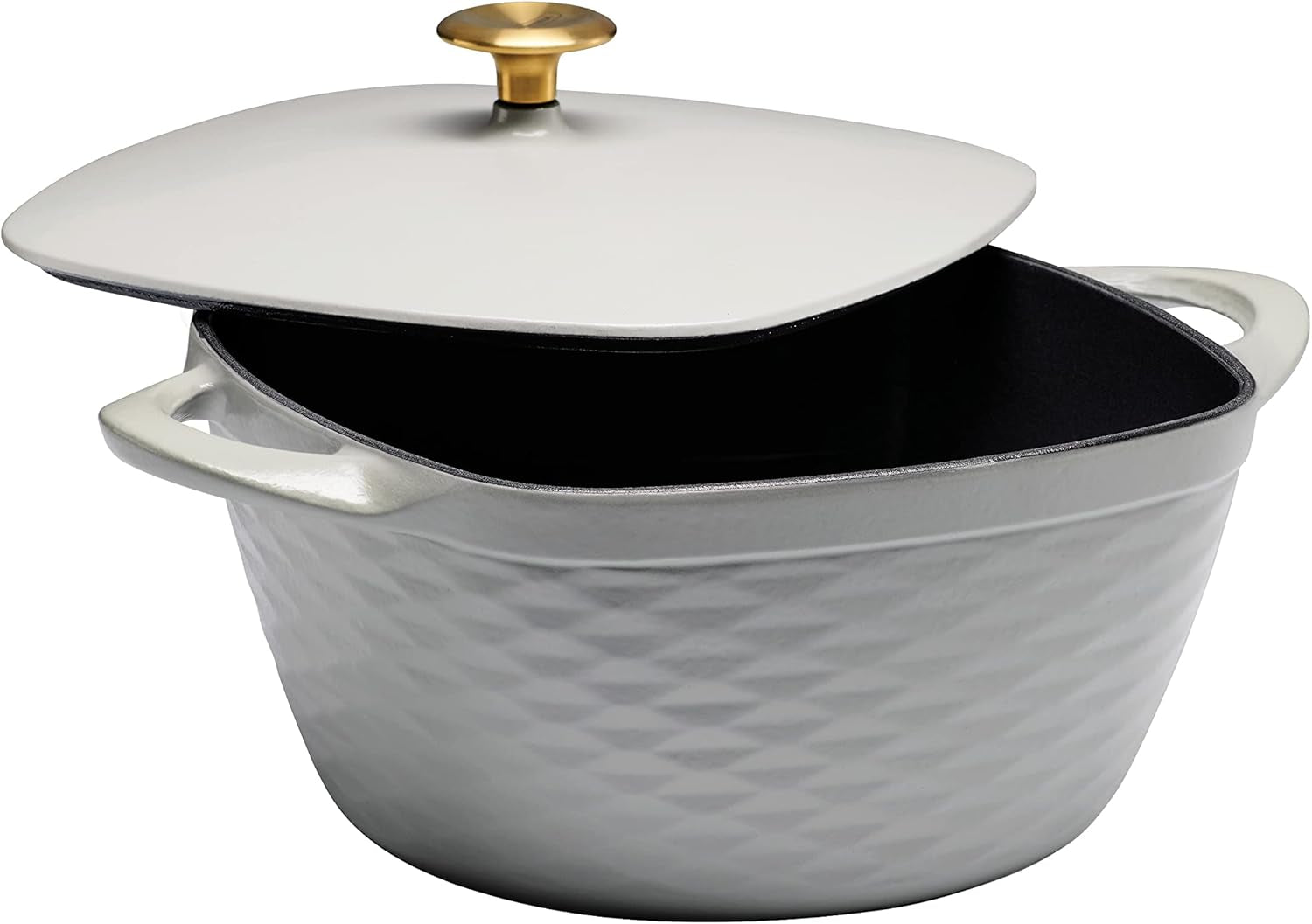 Prisma 7 Qt Enameled Cast Iron Covered Square Dutch Oven (Gray)