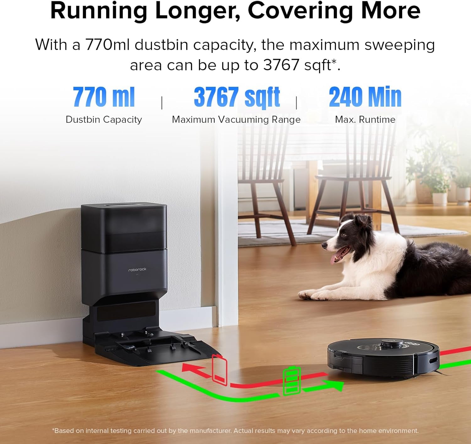 Roborock Q5 Max+ Robot Vacuum with Self-Empty Dock, Upgraded from Q5+, 5500 Pa Suction, Duoroller Brush, Hands-Free Cleaning for up to 7 Weeks, Precisense Lidar Navigation, App & Voice Control