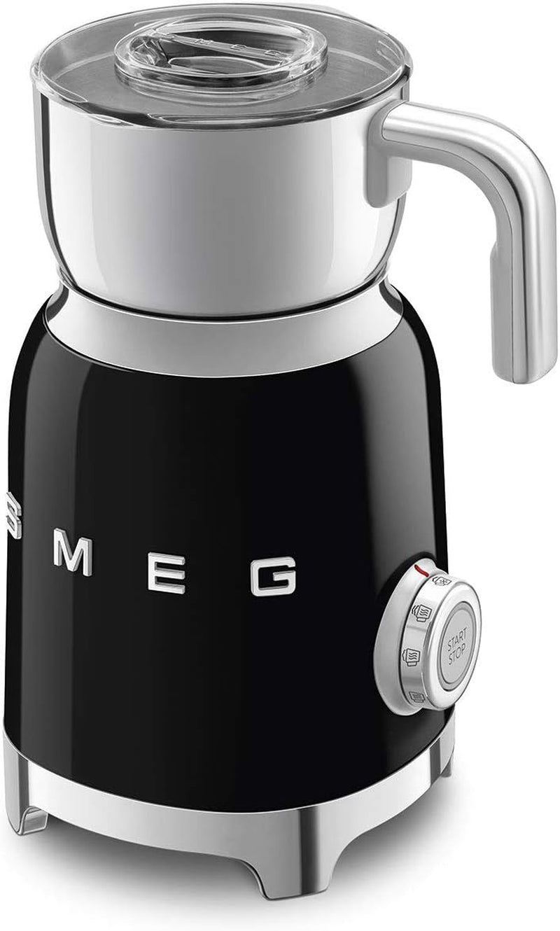 SMEG Retro 50'S Style Milk Frother with 2 Disks 6 Preset Programs Hot or Cold Frothing and Induction Heating (Black)