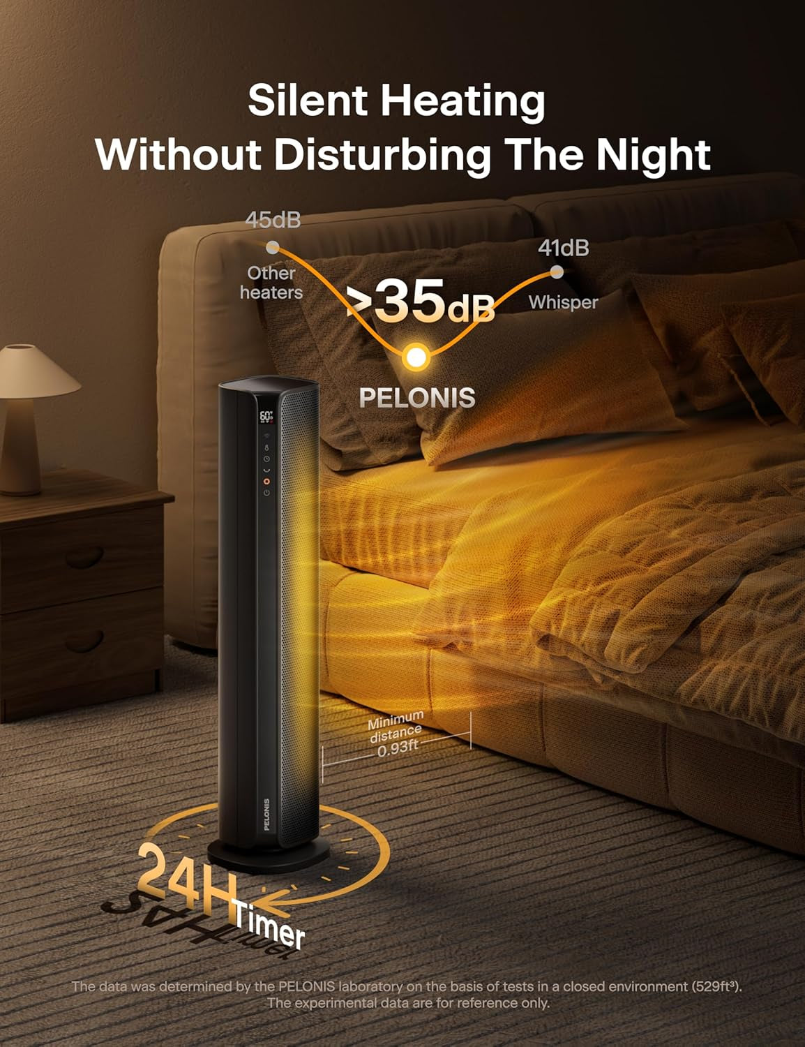 PELONIS Space Heater Large Room, 30" Smart Electric Heaters with Thermostat, App & Voice Remote, 4 Heat Settings, ECO Mode, 24H Timer, Oscillating Tower Heaters for Indoor Use, Bedroom, Office