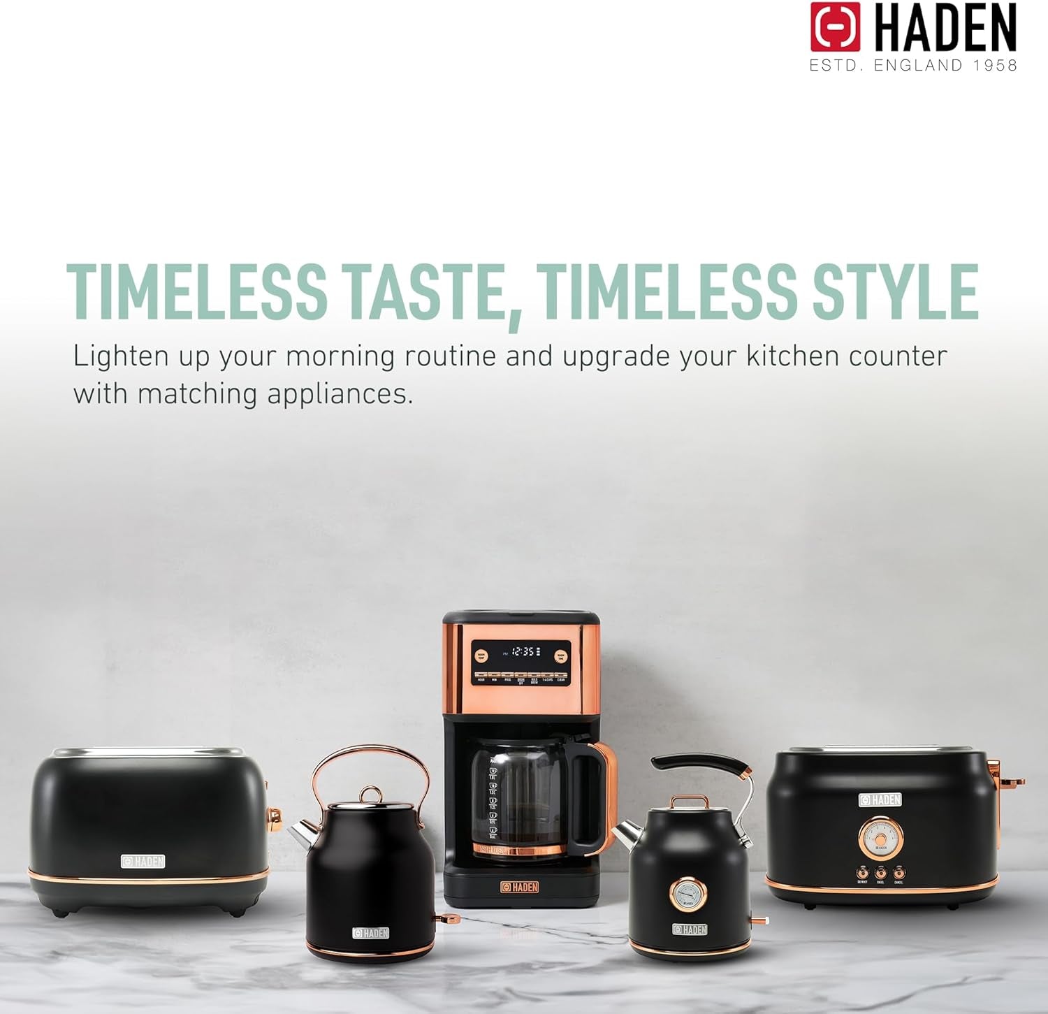 HADEN Generous Brew 14 Cup Coffee Maker with 120 Minute Keep Warm, Delay Brew, Adjustable Strength, Programmable Clock, and anti Drip, Black/Copper