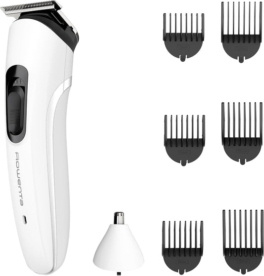 Rowenta 8 in 1 Multifunctional Beard Trimmer for Men Stainless Steel Blades 6 Fixed Combs