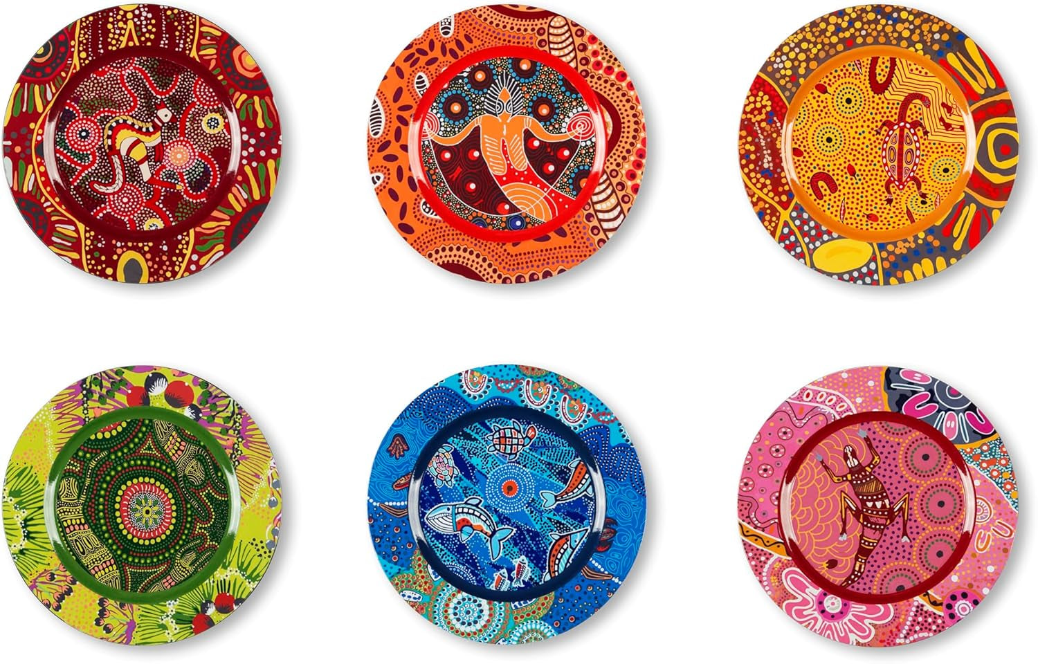 Excelsa Aboriginal Set of 6 Plate Diameter 33 cm Reusable