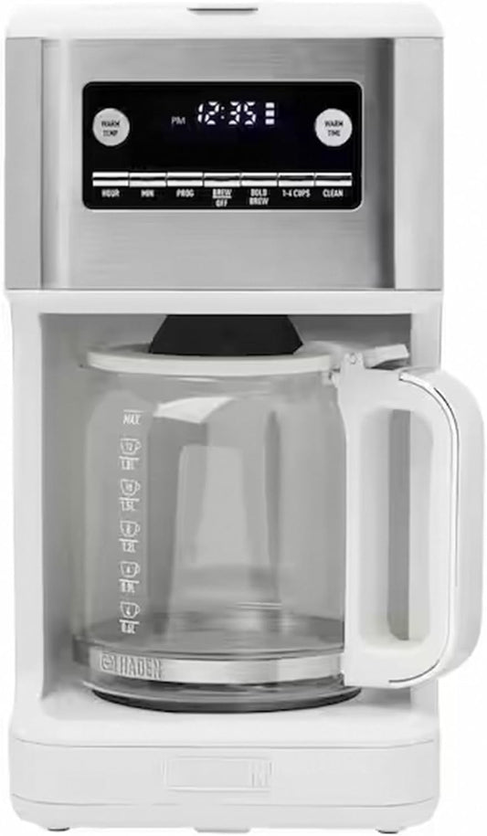 HADEN Generous Brew 14 Cup Coffee Maker with 120 Minute Keep Warm, Delay Brew, Adjustable Strength, Programmable Clock, and anti Drip, Ivory/Chrome