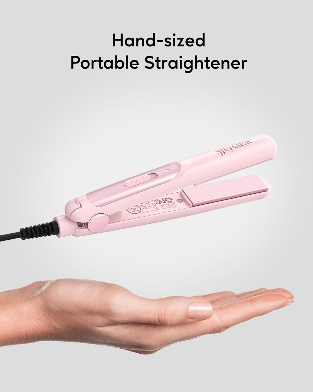 Wavytalk Ceramic Mini Hair Straightener - Curls Bangs - Dual Voltage Pink