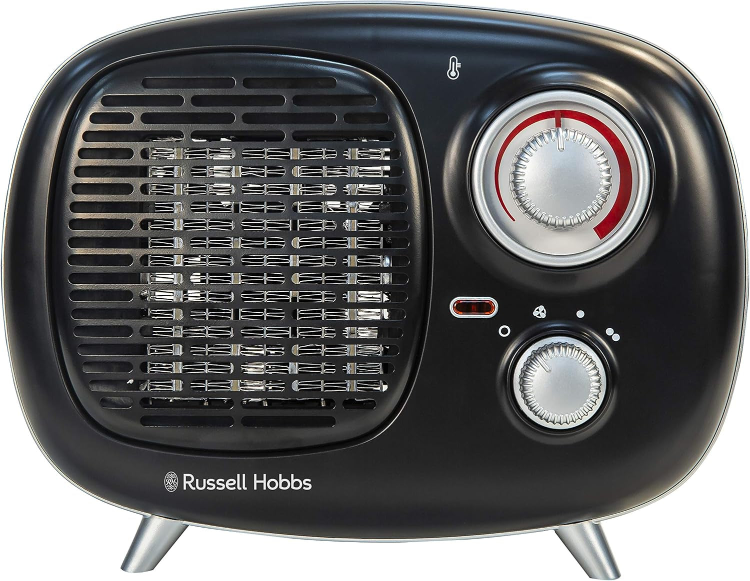 Russell Hobbs Retro Portable Ceramic Electric Heater 2 Heat Settings 1500W Black