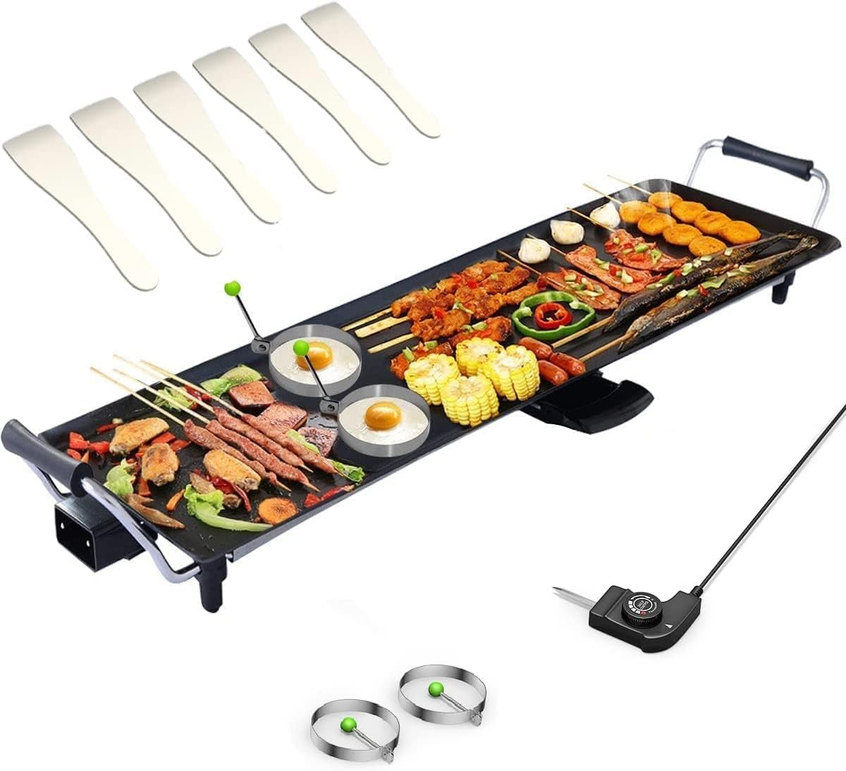 SIMOE Electric Griddle Teppanyaki Grill with Nonstick Surfaces & Adjustable 5 Temperature Setting