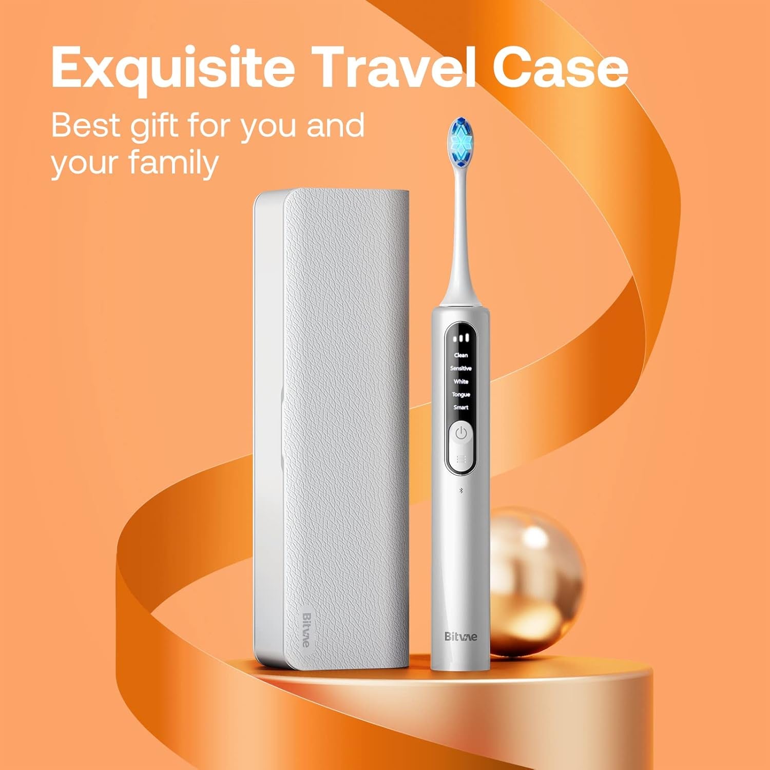 Bitvae Smart Sonic Electric Toothbrush with Pressure Sensor Silver White