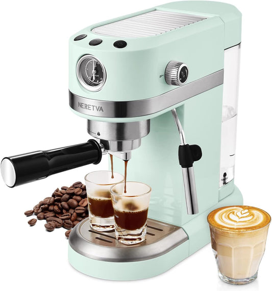 Neretva Espresso Coffee Machine with Steam  20 Bar Home Barista 1350W Premium Italian High Pressure